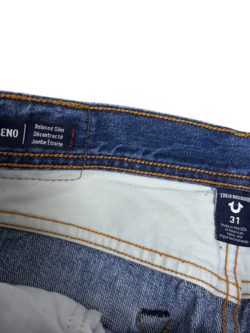 TRUE RELIGION Jeans GENO Relaxed Slim Designer Denim Pants Mens 32x34